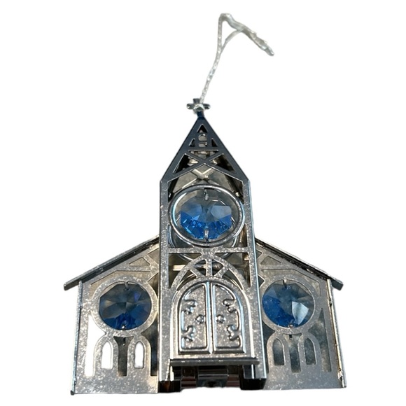 Silver crystal church Christmas ornament - Picture 2 of 3